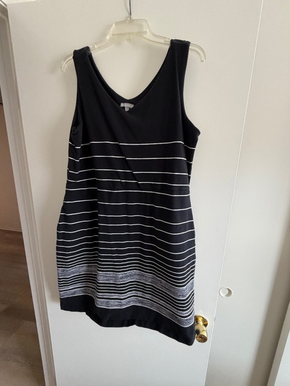 Black with White Stripes T by Talbots V/Scoop Neck Sundress